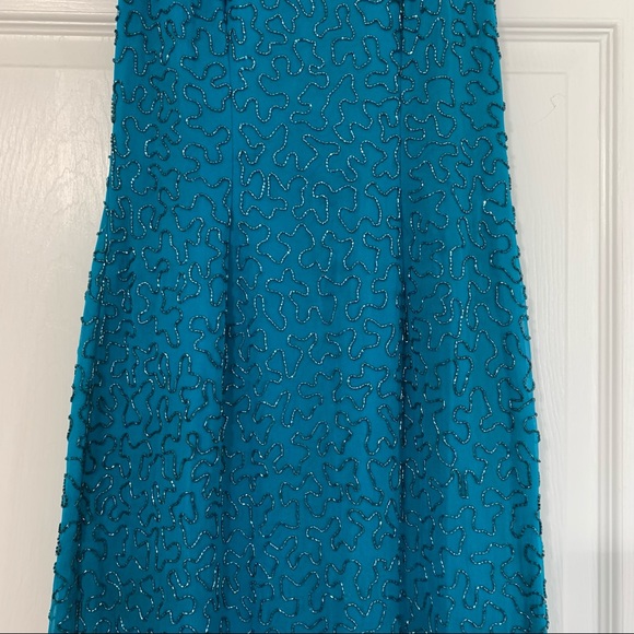 GRACE ORIGINALS Vintage Beaded Silk Gown Blue XS - Picture 3 of 16